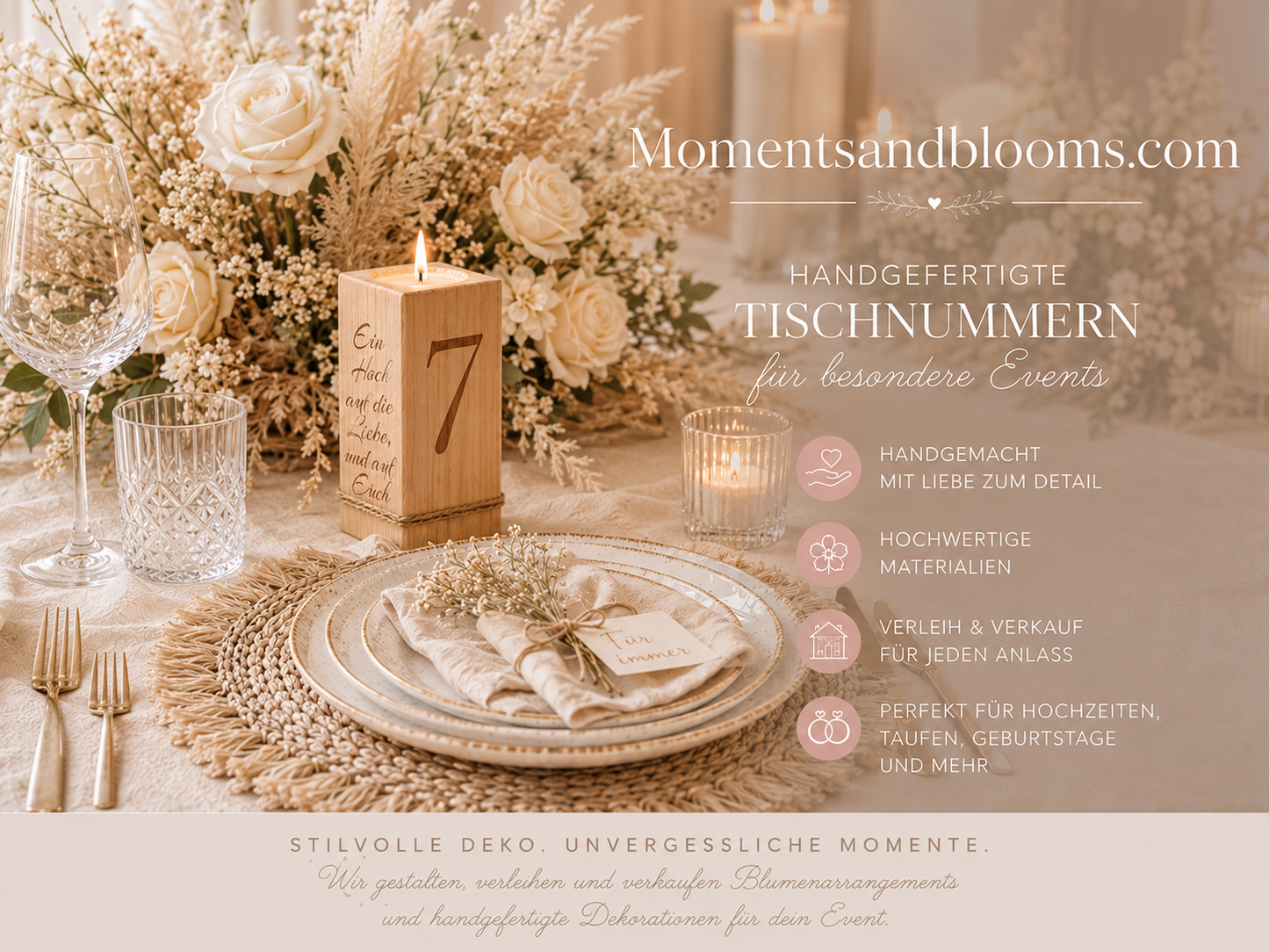 Tischnummern Ein Hoch auf die Liebe , mit integriertem Teelichthalter